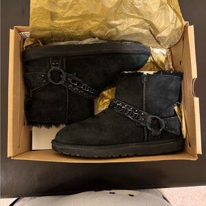 UGG Black Ankle Boots with Chain Detail